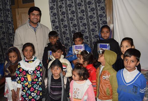 Distributed Christian story books among Sunday school children